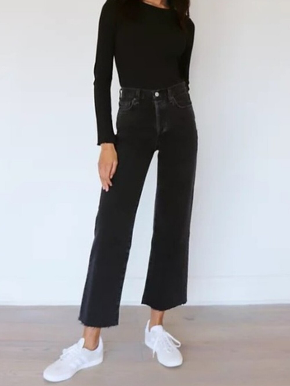 Denim Forum Black Farrah High-Rise Wide Leg Jeans